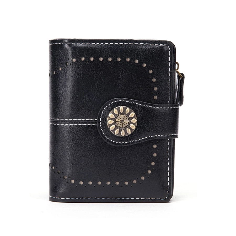 ladies short wallet RFID anti-theft brush wallet   oil wax leather multi-function coin purse