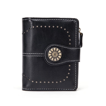 ladies short wallet RFID anti-theft brush wallet   oil wax leather multi-function coin purse