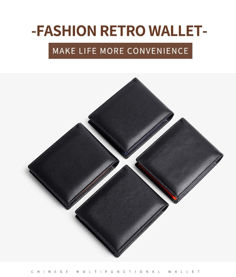 Supply Genuine Leather Men's Wallet Multi-function Coin Purse RFID Anti-theft Brush Short Cowhide Multi-card Wallet