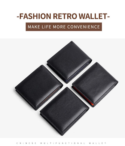 Supply Genuine Leather Men's Wallet Multi-function Coin Purse RFID Anti-theft Brush Short Cowhide Multi-card Wallet