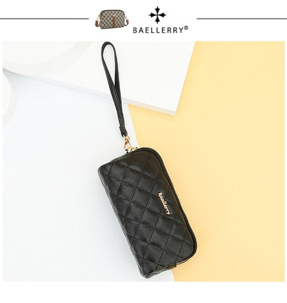 new women's long handbag Baellerry rhombus double zipper mobile phone wallet coin purse