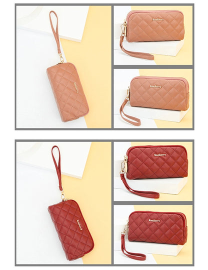 new women's long handbag Baellerry rhombus double zipper mobile phone wallet coin purse