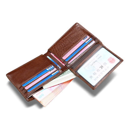 rfid men's short wallet ultra-thin student wallet genuine leather youth men's bag horizontal coin purse