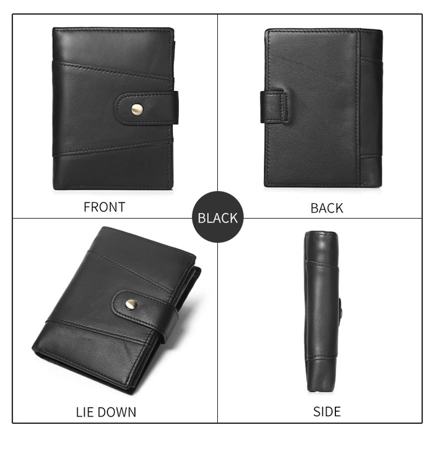 hot-selling leather short men's wallet large capacity cowhide card holder vintage RFID Multi-card coin purse