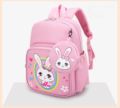 Pupils' Bag with Coin Purse Children's Printed Schoolbag Cute Cartoon Children's Ridge Protection Schoolbag