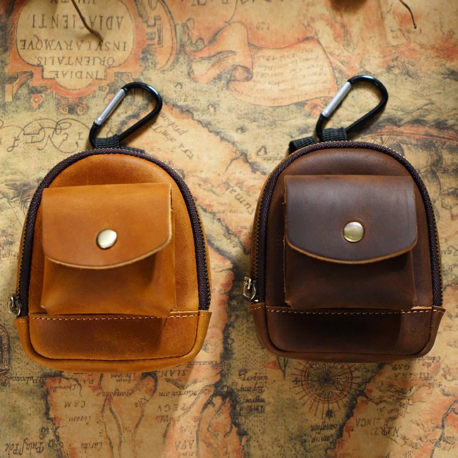 new original outdoor sports coin purse casual portable small saddle bag cowhide buggy bag zipper bag key pouch