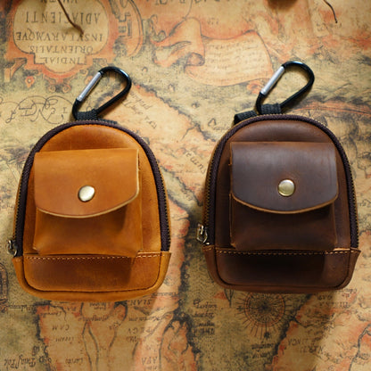 new original outdoor sports coin purse casual portable small saddle bag cowhide buggy bag zipper bag key pouch