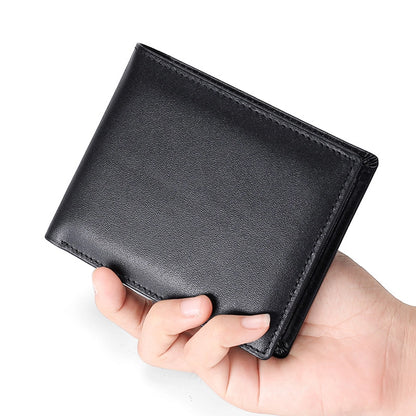 Supply Genuine Leather Men's Wallet Multi-function Coin Purse RFID Anti-theft Brush Short Cowhide Multi-card Wallet