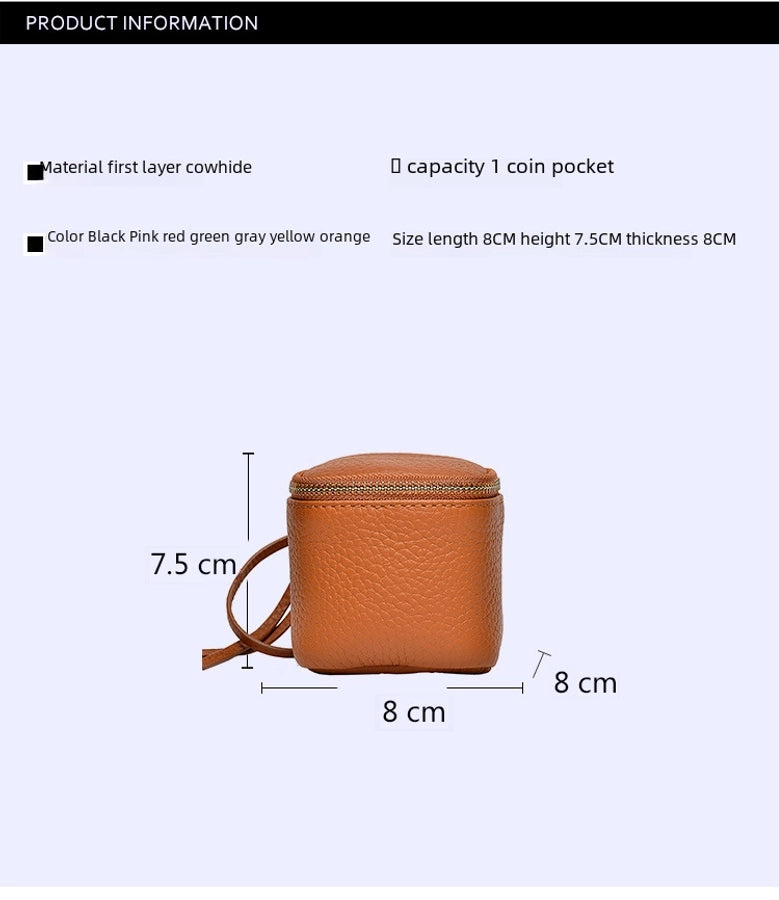 coin Purse head layer cowhide coin bag coin bag hand carrying leather key bag headset lipstick air cushion bag