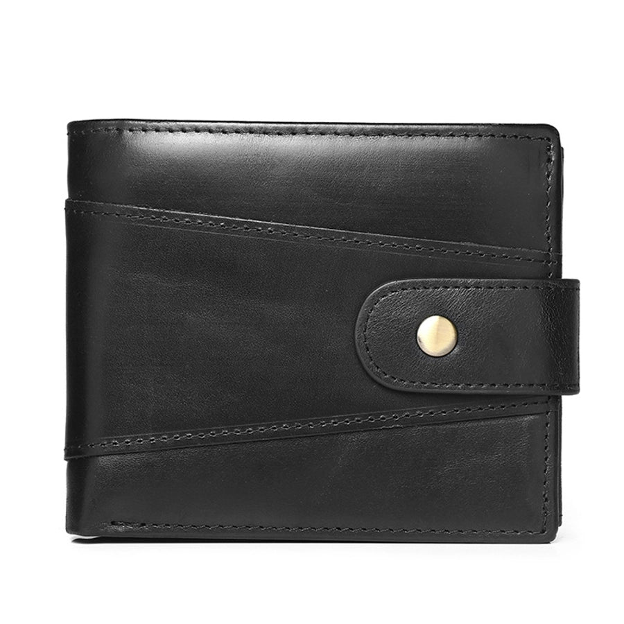 hot-selling leather short men's wallet large capacity cowhide card holder vintage RFID Multi-card coin purse