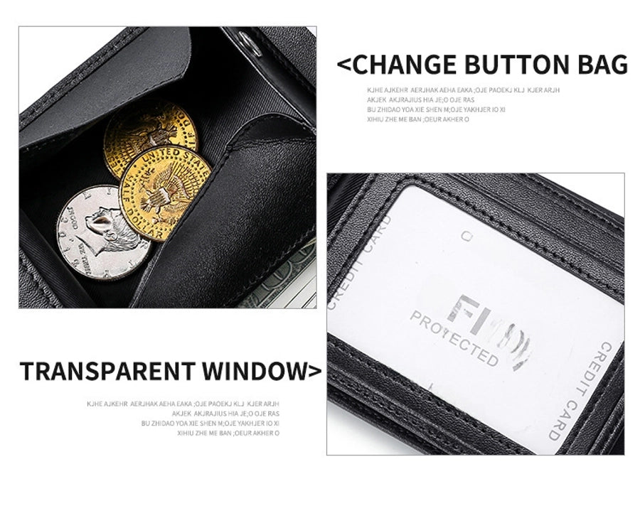 Supply Genuine Leather Men's Wallet Multi-function Coin Purse RFID Anti-theft Brush Short Cowhide Multi-card Wallet