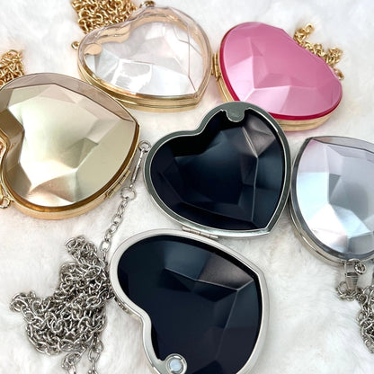Silver Heart Black Heart Transparent Heart Arylic Solid Color Heart-shaped Evening Bags