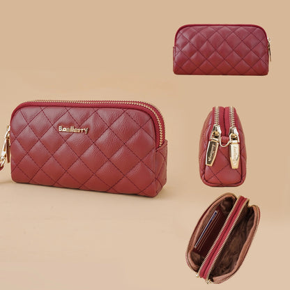new women's long handbag Baellerry rhombus double zipper mobile phone wallet coin purse