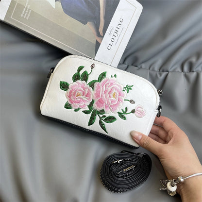 Mobile Coin Purse Women's Ethnic Embroidered Middle-aged Mother Bag Multi-compartment Chinese Style Shoulder Crossbody Clutch Bag