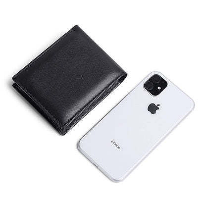 Supply Genuine Leather Men's Wallet Multi-function Coin Purse RFID Anti-theft Brush Short Cowhide Multi-card Wallet