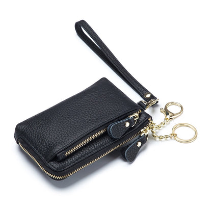 Unisex Solid Color Leather Side Zipper Coin Purses