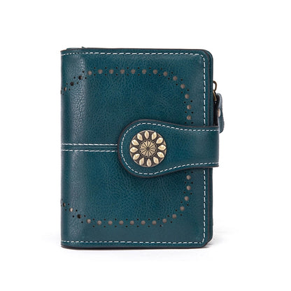ladies short wallet RFID anti-theft brush wallet   oil wax leather multi-function coin purse