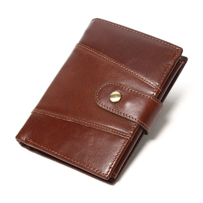 hot-selling leather short men's wallet large capacity cowhide card holder vintage RFID Multi-card coin purse