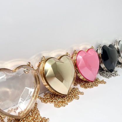 Silver Heart Black Heart Transparent Heart Arylic Solid Color Heart-shaped Evening Bags