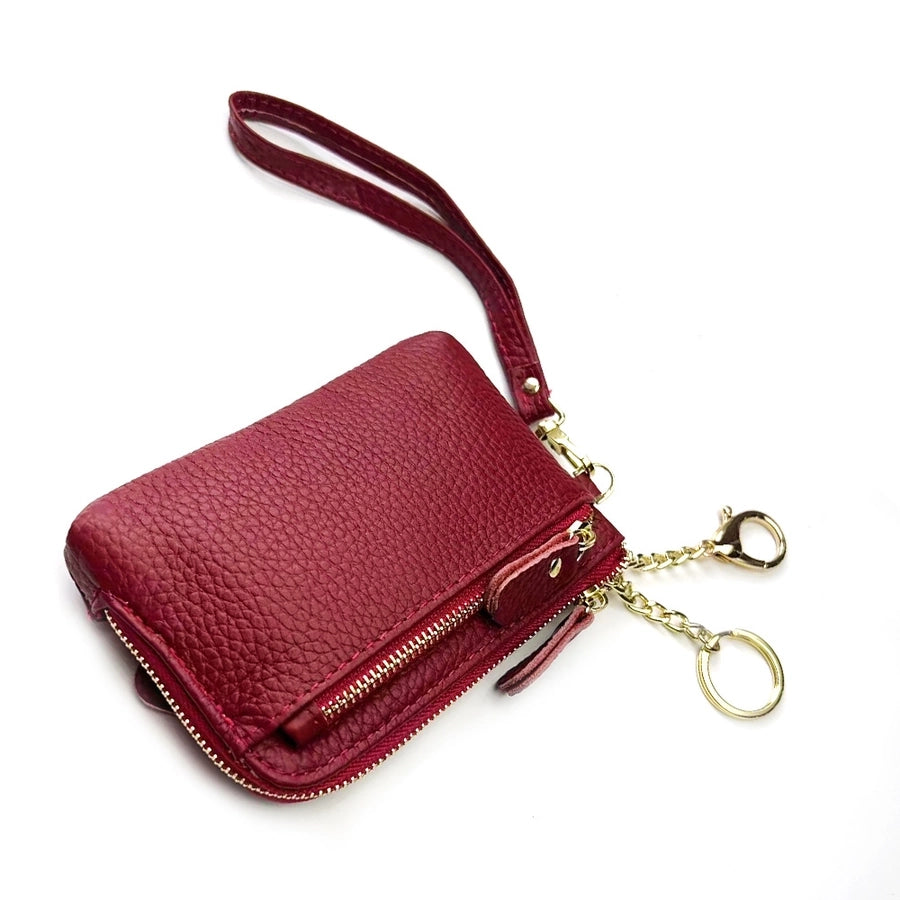 Unisex Solid Color Leather Side Zipper Coin Purses