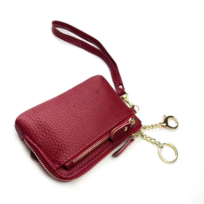 Unisex Solid Color Leather Side Zipper Coin Purses