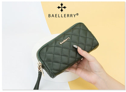 new women's long handbag Baellerry rhombus double zipper mobile phone wallet coin purse