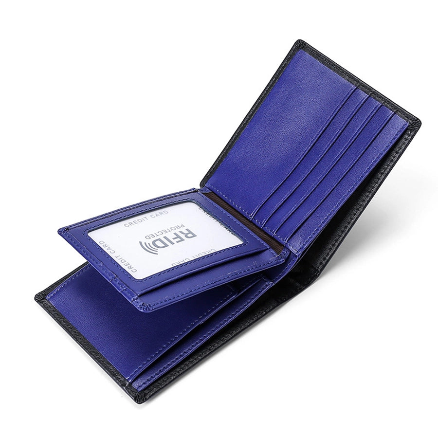 Supply Genuine Leather Men's Wallet Multi-function Coin Purse RFID Anti-theft Brush Short Cowhide Multi-card Wallet