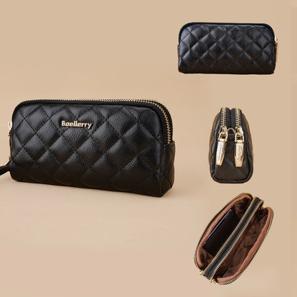 new women's long handbag Baellerry rhombus double zipper mobile phone wallet coin purse