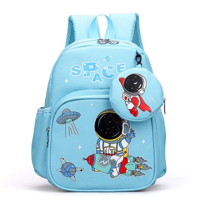 Pupils' Bag with Coin Purse Children's Printed Schoolbag Cute Cartoon Children's Ridge Protection Schoolbag