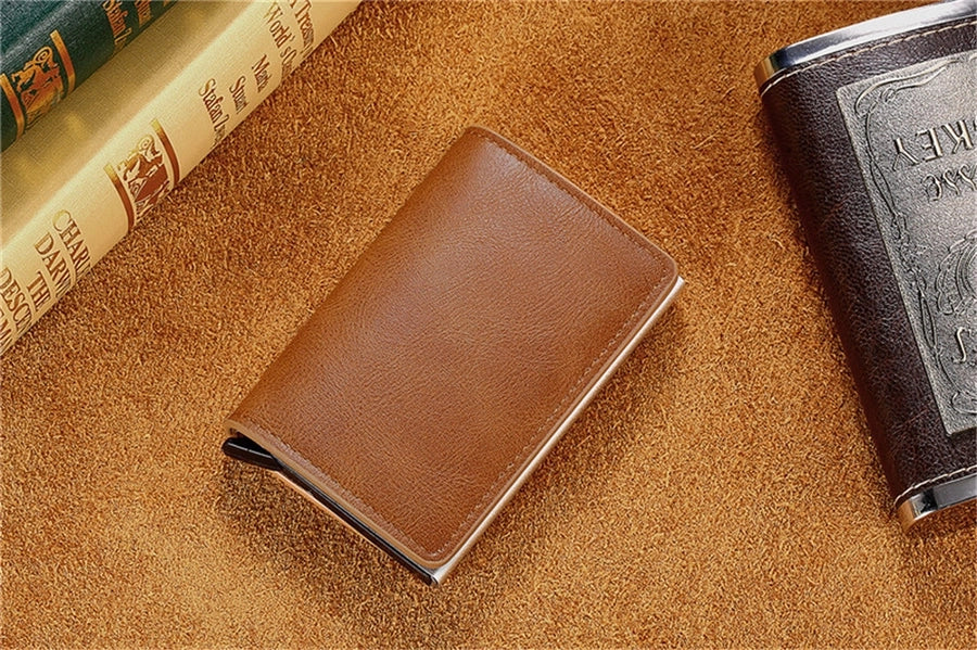 A generation of automatic card set anti-magnetic anti-theft brush credit card box  multi-functional coin purse aluminum alloy card bag