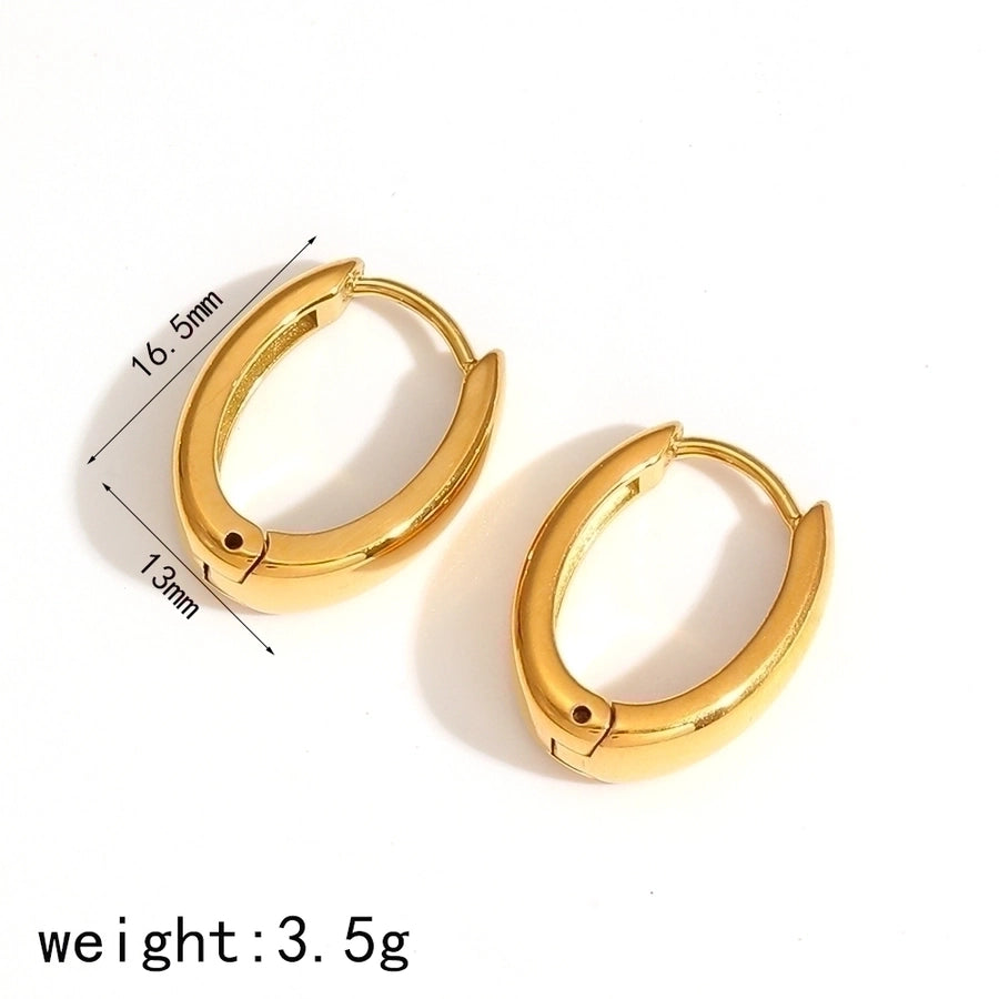 1 Pair Elegant Simple Style Solid Color Polishing Plating 304 Stainless Steel 18K Gold Plated Earrings