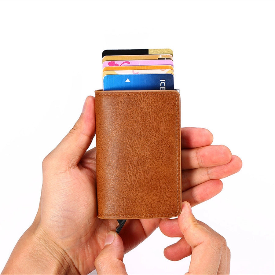 A generation of automatic card set anti-magnetic anti-theft brush credit card box  multi-functional coin purse aluminum alloy card bag