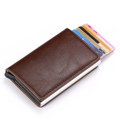 A generation of automatic card set anti-magnetic anti-theft brush credit card box  multi-functional coin purse aluminum alloy card bag