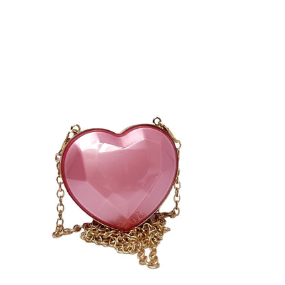 Silver Heart Black Heart Transparent Heart Arylic Solid Color Heart-shaped Evening Bags