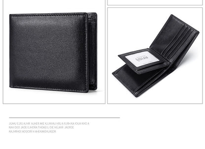 Supply Genuine Leather Men's Wallet Multi-function Coin Purse RFID Anti-theft Brush Short Cowhide Multi-card Wallet