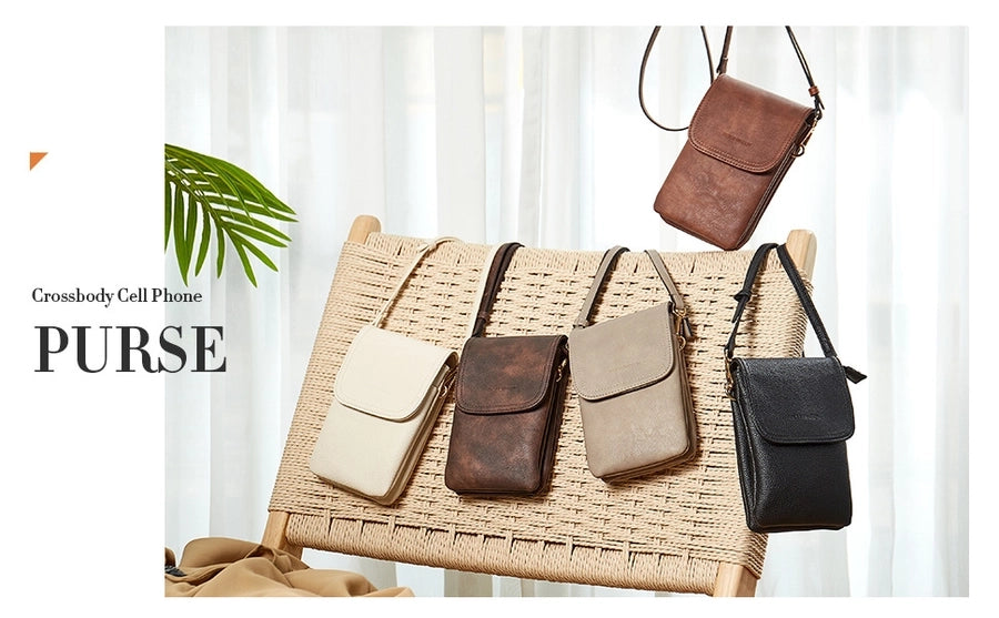 Women's Pu Leather Square Vintage Style Classic Style Square Flip Cover passport holder Crossbody Bag Coin Purse