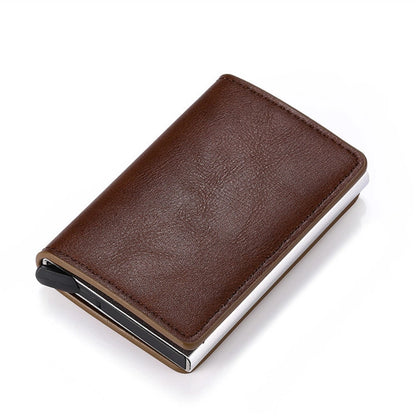 A generation of automatic card set anti-magnetic anti-theft brush credit card box  multi-functional coin purse aluminum alloy card bag