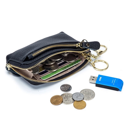 Unisex Solid Color Leather Side Zipper Coin Purses