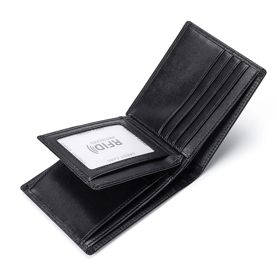Supply Genuine Leather Men's Wallet Multi-function Coin Purse RFID Anti-theft Brush Short Cowhide Multi-card Wallet