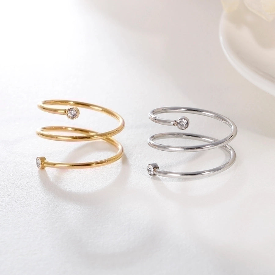 Jewelry Simple Style Geometric 304 Stainless Steel Zircon 18K Gold Plated Stainless Steel Rings
