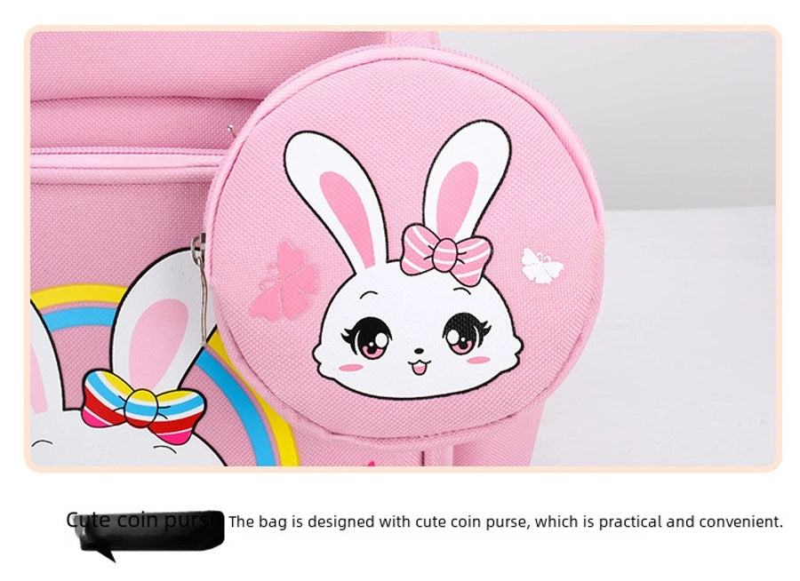 Pupils' Bag with Coin Purse Children's Printed Schoolbag Cute Cartoon Children's Ridge Protection Schoolbag