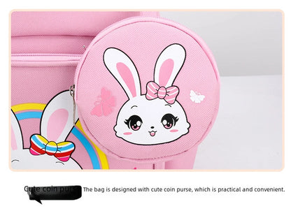 Pupils' Bag with Coin Purse Children's Printed Schoolbag Cute Cartoon Children's Ridge Protection Schoolbag