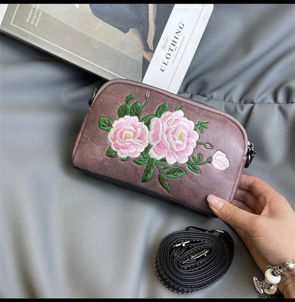 Mobile Coin Purse Women's Ethnic Embroidered Middle-aged Mother Bag Multi-compartment Chinese Style Shoulder Crossbody Clutch Bag