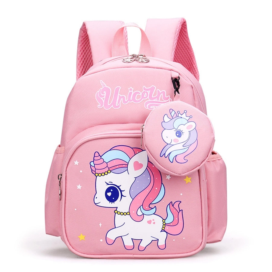 Pupils' Bag with Coin Purse Children's Printed Schoolbag Cute Cartoon Children's Ridge Protection Schoolbag