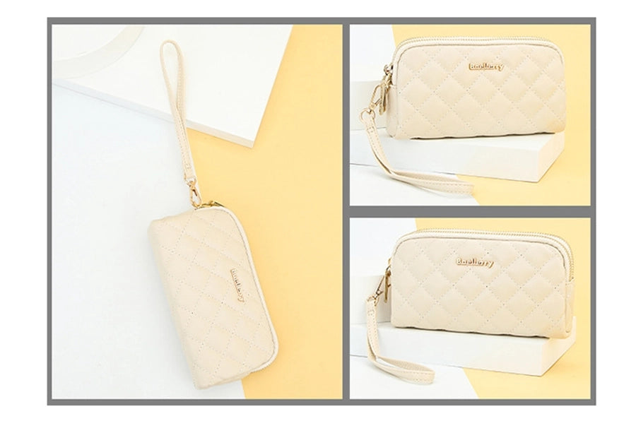 new women's long handbag Baellerry rhombus double zipper mobile phone wallet coin purse