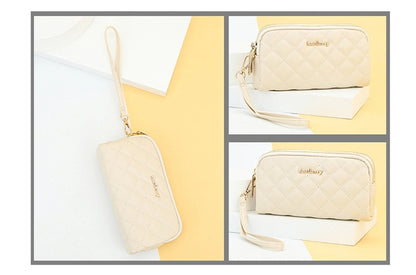 new women's long handbag Baellerry rhombus double zipper mobile phone wallet coin purse