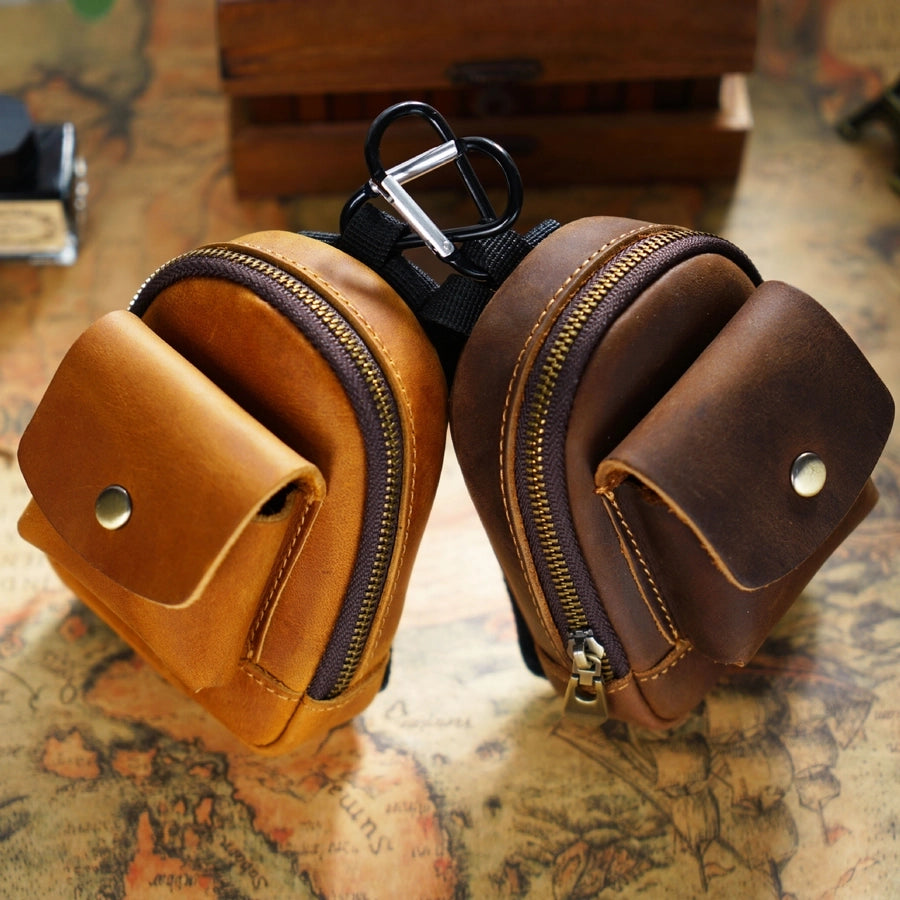 new original outdoor sports coin purse casual portable small saddle bag cowhide buggy bag zipper bag key pouch