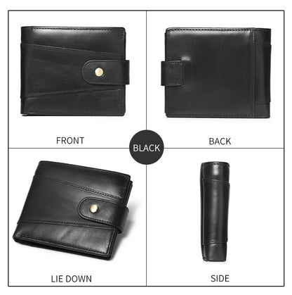 hot-selling leather short men's wallet large capacity cowhide card holder vintage RFID Multi-card coin purse
