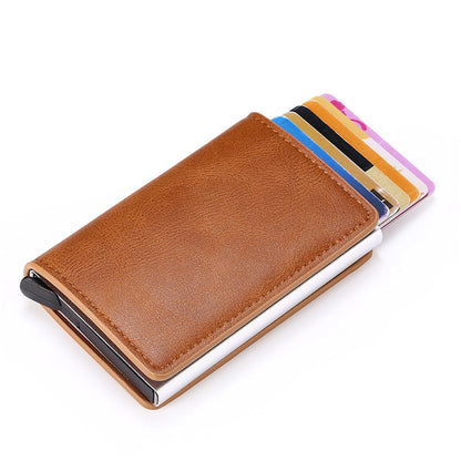 A generation of automatic card set anti-magnetic anti-theft brush credit card box  multi-functional coin purse aluminum alloy card bag
