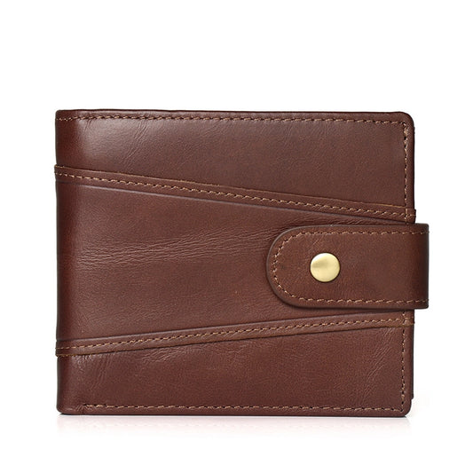 hot-selling leather short men's wallet large capacity cowhide card holder vintage RFID Multi-card coin purse